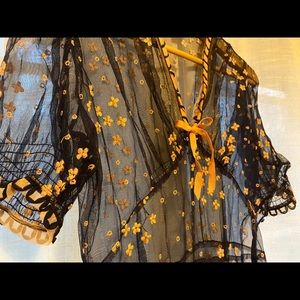 Cherry blossom embroidered vintage sheer dress
